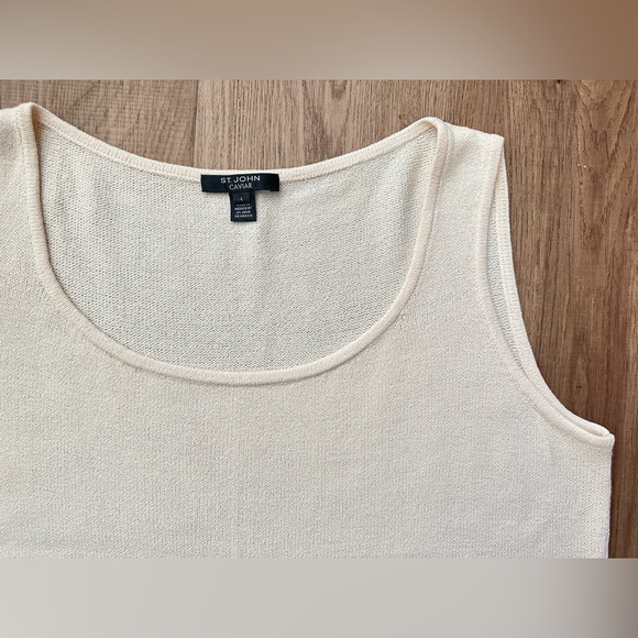 St. John Caviar Ivory Cream Boxy Tank Blouse L - Picture 2 of 2